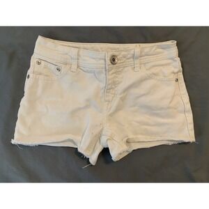 JUSTICE PREMIUM JEAN SHORTS 12R WHITE SIMPLY LOW CUT OFFS 26" Waist BOYFRIEND